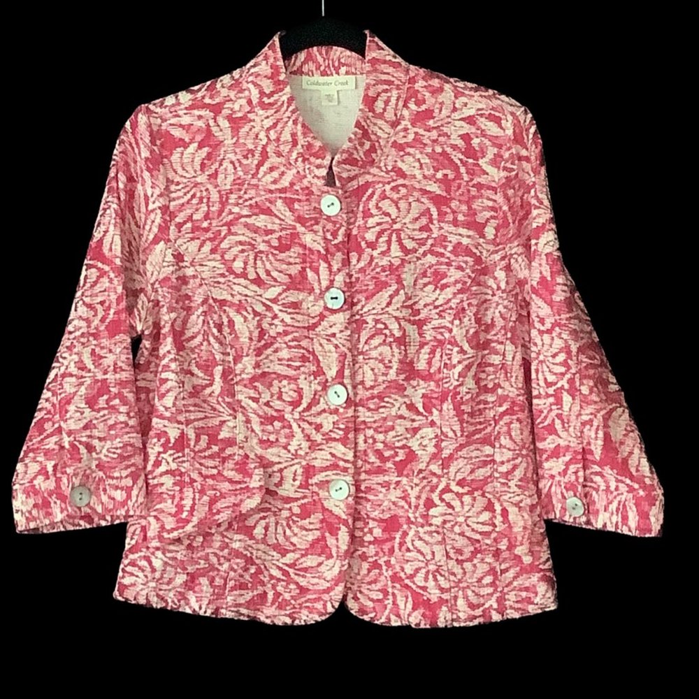 Coldwater Creek Pink Floral Jacket Size 10